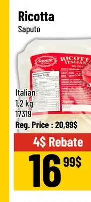 Mayrand Italian Ricotta Cheese 1.2 kg Saputo Quebec offer