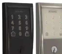 RONA SCHLAGE Century Electronic locks. Matte black or satin nickel finish offer
