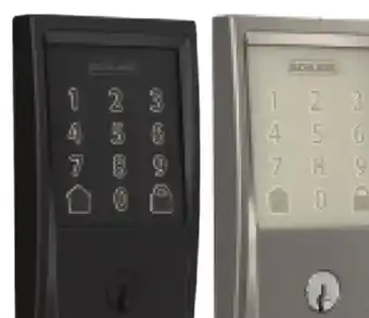 RONA SCHLAGE Century Electronic locks. Matte black or satin nickel finish offer