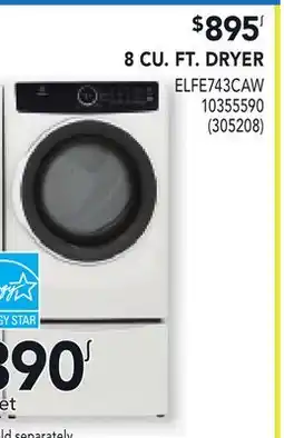 RONA ELECTROLUX 8 CU. FT. DRYER ELFE743CAW offer