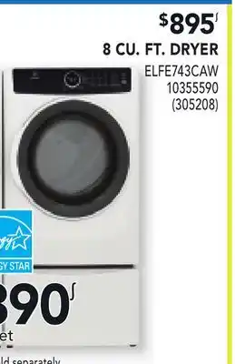 RONA ELECTROLUX 8 CU. FT. DRYER ELFE743CAW offer