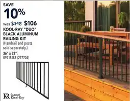 RONA KOOL-RAY DUO BLACK ALUMINUM RAILING KIT 36 x 72 offer
