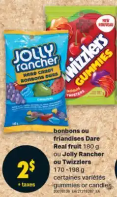 L'Intermarché BONBONS OU FRIANDISES REAL FRUIT, 180 G OU JOLLY RANCHER OU TWIZZLERS, 170 -198 G offer
