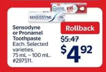 Walmart Sensodyne or Pronamel Toothpaste offer
