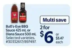 Walmart Bull's-Eye BBQ Sauce or Diana Sauce offer