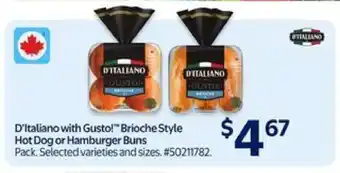Walmart D'Italiano with Gusto! Brioche Style Hot Dog or Hamburger Buns offer