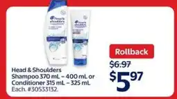Walmart Head & Shoulders Shampoo or Conditioner offer