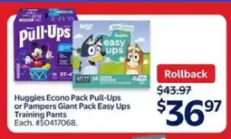 Walmart Huggies Econo Pack Pull-Ups or Pampers Giant Pack Easy Ups Training Pants offer