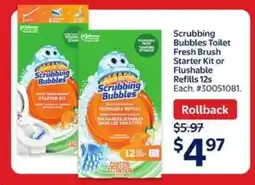Walmart Scrubbing Bubbles Toilet Fresh Brush Starter Kit or Flushable Refills 12s offer