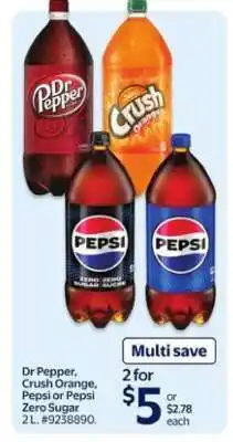 Walmart Dr Pepper, Crush Orange, Pepsi or Pepsi Zero Sugar offer