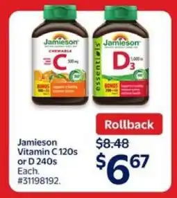 Walmart Jamieson Vitamin C 120s or D 240s offer