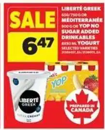 Real Canadian Superstore Liberté Greek or Méditerranée Yogurt, Yop Drinkables offer