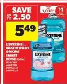 Real Canadian Superstore Listerine Mouthwash or Kids Smart Rinse offer