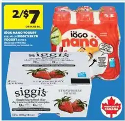 Real Canadian Superstore IÖGO Nano Yogurt or Siggi's Skyr Yogurt offer