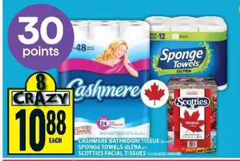 Food Basics Cashmere Bathroom Tissue, Sponge Towels Ultra, Scotties Facial Tissues offer