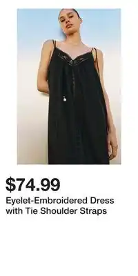 H&M Eyelet-Embroidered Dress with Tie Shoulder Straps offer