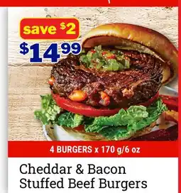 M & M Food Market Cheddar & Bacon Stuffed Beef Burgers offer