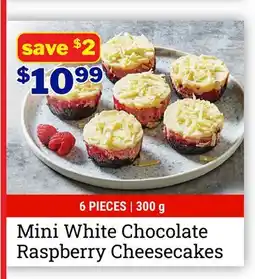 M & M Food Market Mini White Chocolate Raspberry Cheesecakes offer