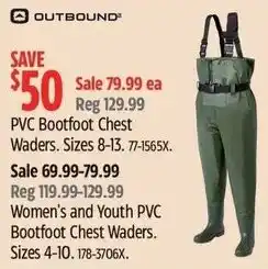 Canadian Tire OUTBOUND PVC Bootfoot Chest Waders offer