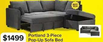 Leon's Portland 3-Piece Sectional with Left-Facing Pop-Up Bed - Grey offer