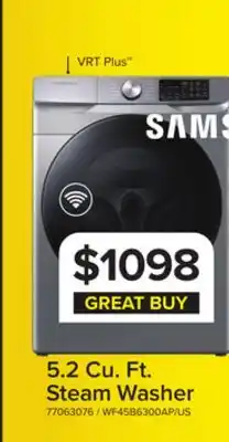 Leon's Samsung Platinum Steam Front Load Washer (5.2 cu. ft.) - WF45B6300AP/US offer