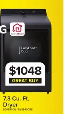 Leon's LG Matte Black Electric Dryer with EasyLoad Door (7.3 cu.ft) - DLE8400BE offer