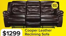 Leon's Cooper Leather Reclining Sofa - Brown offer