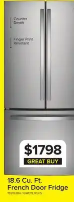 Leon's GE Fingerprint Resistant 33 Counter-Depth French-Door Refrigerator (18.6 Cu.Ft.)- GWE19JYLFS offer