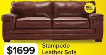 Leon's Stampede Leather Sofa - Chestnut offer