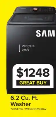 Leon's Samsung Black Stainless Ultra Capacity Top Load Washer (6.2cu.ft) - WA54CG7550AVA4 offer