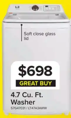 Leon's L2 White Top Load Electric Washer (4.7 Cu.ft) - LT47A3AWW offer
