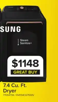 Leon's Samsung Black Stainless Smart Electric Dryer with Pet Care Dry (7.4cu.ft) - DVE54CG7550VAC offer