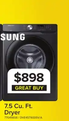 Leon's Samsung Black Stainless Steel Electric Dryer (7.5 cu. ft.) - DVE45T6005V/AC offer