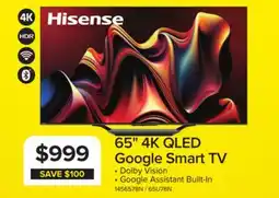 Leon's Hisense 65 4K QLED Google Smart TV offer