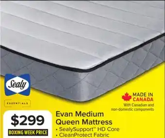 Leon's Sealy Essentials Evan Medium Queen Mattress offer