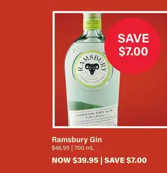 LCBO Ramsbury Gin offer