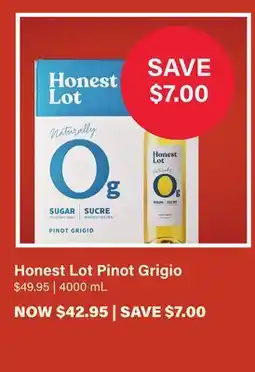 LCBO Honest Lot Pinot Grigio offer