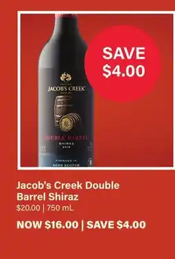 LCBO Jacob's Creek Double Barrel Shiraz offer