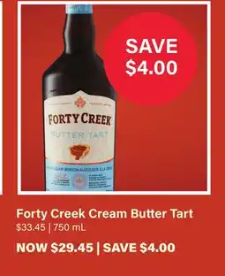 LCBO Forty Creek Cream Butter Tart offer