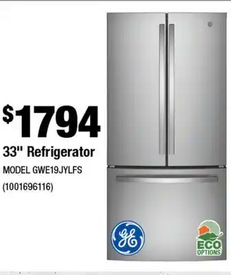Home Depot 33 Refrigerator offer