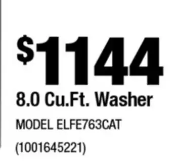 Home Depot 8.0 Cu. Ft. Washer offer