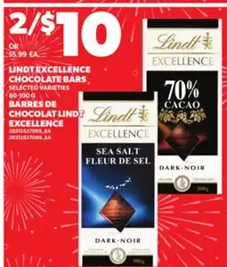 Independent City Market BARRES DE CHOCOLAT LINDT EXCELLENCE, 80-100 G offer