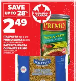 Independent City Market PÂTES ITALPASTA, 900G OU SAUCE PRIMO, 680 ML offer
