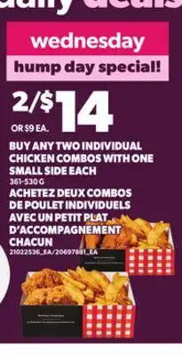 Independent City Market ACHETEZ DEUX COMBOS DE POULET INDIVIDUELS AVEC UN PETIT PLAT D'ACCOMPAGNEMENT CHACUN, 361-530 G offer