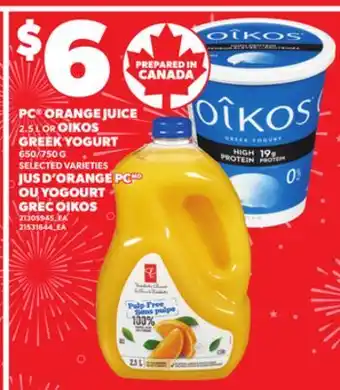 Independent City Market JUS D'ORANGE PC OU YOGOURT GREC OIKOS, 650/750 G offer
