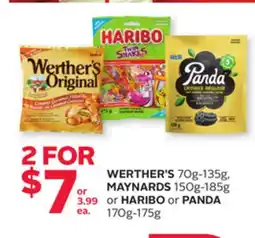 Rexall WERTHER'S 70g-135g, MAYNARDS 150g-185g or HARIBO or PANDA 170g-175g offer