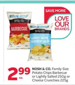 Rexall NOSH & CO. Family Size Potato Chips Barbecue or Lightly Salted 250g or Cheese Crunchies 225g offer