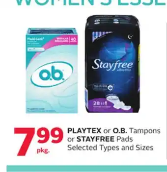 Rexall PLAYTEX or O. B. Tampons or STAYFREE Pads offer