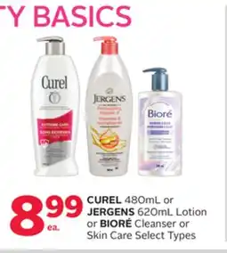 Rexall CUREL 480mL or JERGENS 620mL Lotion or BIORÉ Cleanser or Skin Care offer