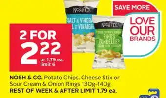 Rexall NOSH & CO. Potato Chips, Cheese Stix or Sour Cream & Onion Rings offer